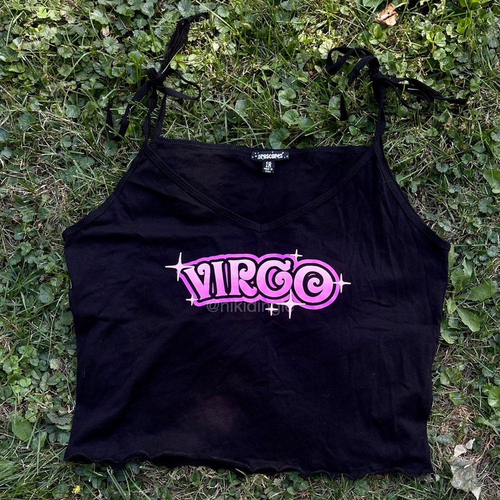 New Dolls Kill Horoscopes brand Virgo zodiac Tank Top Crop Lettuce Hemline 1X XL